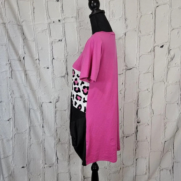 CLASSIC Tee Pink Black‎ Leopard Print Womens Basic Tee Casual Comfy Size L - Picture 4 of 6